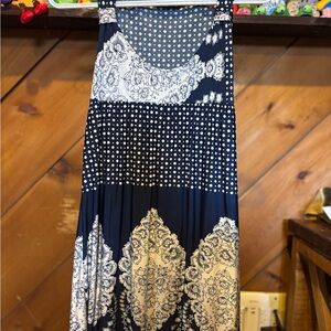 Glam Navy and White Maxi Skirt